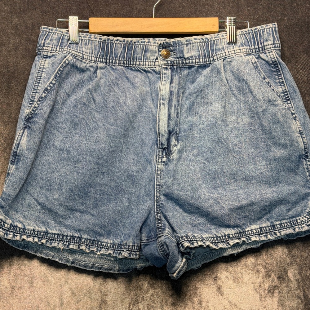 American Eagle Outfitters Mom Short Womens 14 Blue Jorts Mom Fit High Rise Acid